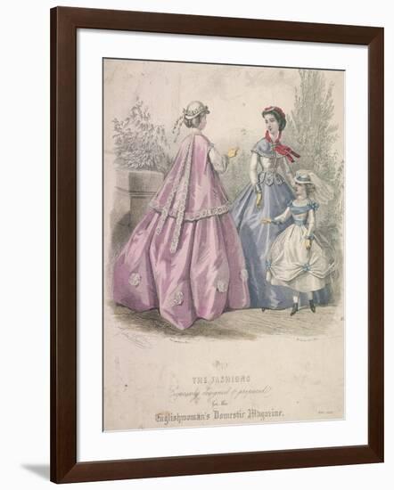 Two Women and a Child Wearing the Latest Fashions, 1866-Jules David-Framed Giclee Print