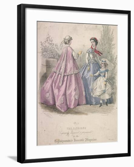 Two Women and a Child Wearing the Latest Fashions, 1866-Jules David-Framed Giclee Print