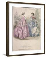 Two Women and a Child Wearing the Latest Fashions, 1866-Jules David-Framed Giclee Print