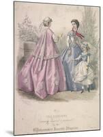 Two Women and a Child Wearing the Latest Fashions, 1866-Jules David-Mounted Giclee Print