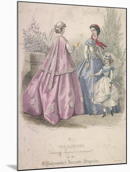 Two Women and a Child Wearing the Latest Fashions, 1866-Jules David-Mounted Giclee Print