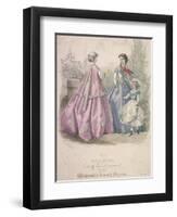 Two Women and a Child Wearing the Latest Fashions, 1866-Jules David-Framed Giclee Print