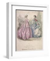 Two Women and a Child Wearing the Latest Fashions, 1866-Jules David-Framed Giclee Print