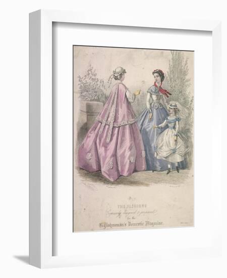 Two Women and a Child Wearing the Latest Fashions, 1866-Jules David-Framed Giclee Print