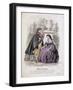 Two Women and a Child Wearing the Latest Fashions in a Garden Setting, 1858-null-Framed Giclee Print