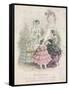 Two Women and a Child Wearing the Latest Fashions in a Garden Setting,1858-null-Framed Stretched Canvas