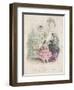 Two Women and a Child Wearing the Latest Fashions in a Garden Setting,1858-null-Framed Giclee Print