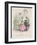 Two Women and a Child Wearing the Latest Fashions in a Garden Setting,1858-null-Framed Giclee Print