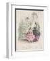 Two Women and a Child Wearing the Latest Fashions in a Garden Setting,1858-null-Framed Giclee Print