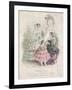 Two Women and a Child Wearing the Latest Fashions in a Garden Setting,1858-null-Framed Giclee Print