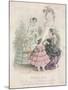Two Women and a Child Wearing the Latest Fashions in a Garden Setting,1858-null-Mounted Giclee Print