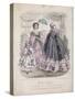 Two Women and a Child Wearing the Latest Fashions in a Garden Setting, 1858-null-Stretched Canvas