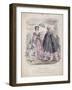 Two Women and a Child Wearing the Latest Fashions in a Garden Setting, 1858-null-Framed Giclee Print