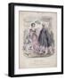 Two Women and a Child Wearing the Latest Fashions in a Garden Setting, 1858-null-Framed Giclee Print