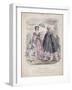 Two Women and a Child Wearing the Latest Fashions in a Garden Setting, 1858-null-Framed Giclee Print