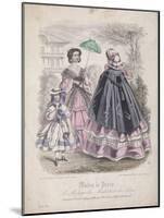 Two Women and a Child Wearing the Latest Fashions in a Garden Setting, 1858-null-Mounted Giclee Print