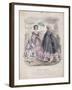 Two Women and a Child Wearing the Latest Fashions in a Garden Setting, 1858-null-Framed Giclee Print