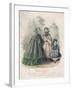 Two Women and a Child Wearing the Latest Fashions in a Garden Setting, 1860-null-Framed Giclee Print