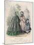 Two Women and a Child Wearing the Latest Fashions in a Garden Setting, 1860-null-Mounted Giclee Print