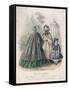 Two Women and a Child Wearing the Latest Fashions in a Garden Setting, 1860-null-Framed Stretched Canvas