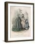 Two Women and a Child Wearing the Latest Fashions in a Garden Setting, 1860-null-Framed Giclee Print