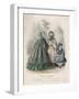 Two Women and a Child Wearing the Latest Fashions in a Garden Setting, 1860-null-Framed Giclee Print