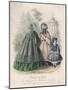 Two Women and a Child Wearing the Latest Fashions in a Garden Setting, 1860-null-Mounted Giclee Print