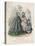 Two Women and a Child Wearing the Latest Fashions in a Garden Setting, 1860-null-Stretched Canvas