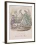 Two Women and a Child with a Butterfly Net Model the Latest Fashions, 1864-null-Framed Giclee Print