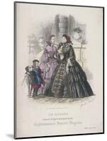 Two Women and a Child with a Dog Wearing the Latest Fashions, 1860-Jules David-Mounted Giclee Print