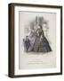 Two Women and a Child with a Dog Wearing the Latest Fashions, 1860-Jules David-Framed Giclee Print