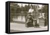 Two Women and a Dog at East Sheen, West London-null-Framed Stretched Canvas