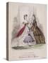 Two Women and a Little Girl Model the Latest Fashions, 1863-null-Stretched Canvas