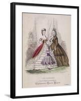 Two Women and a Little Girl Model the Latest Fashions, 1863-null-Framed Giclee Print