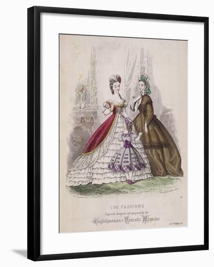 Two Women and a Little Girl Model the Latest Fashions, 1863-null-Framed Giclee Print