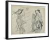 Two Women and a Man as Mitate of the Aoi's Story from the Tale of Genji, Early 18th Century-Okumura Masanobu-Framed Giclee Print