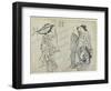 Two Women and a Man as Mitate of the Aoi's Story from the Tale of Genji, Early 18th Century-Okumura Masanobu-Framed Premium Giclee Print