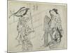 Two Women and a Man as Mitate of the Aoi's Story from the Tale of Genji, Early 18th Century-Okumura Masanobu-Mounted Giclee Print