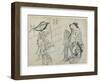 Two Women and a Man as Mitate of the Aoi's Story from the Tale of Genji, Early 18th Century-Okumura Masanobu-Framed Giclee Print