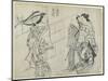 Two Women and a Man as Mitate of the Aoi's Story from the Tale of Genji, Early 18th Century-Okumura Masanobu-Mounted Giclee Print