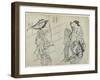 Two Women and a Man as Mitate of the Aoi's Story from the Tale of Genji, Early 18th Century-Okumura Masanobu-Framed Giclee Print