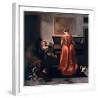 Two Women and a Man Making Music, 1675-80-Jacob Ochtervelt-Framed Giclee Print