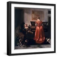 Two Women and a Man Making Music, 1675-80-Jacob Ochtervelt-Framed Premium Giclee Print