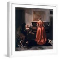 Two Women and a Man Making Music, 1675-80-Jacob Ochtervelt-Framed Giclee Print