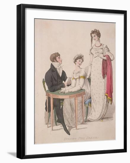 Two Women and a Man Wearing Full Evening Dress, C1810-W Read-Framed Giclee Print