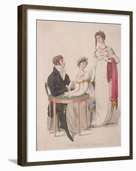 Two Women and a Man Wearing Full Evening Dress, C1810-W Read-Framed Giclee Print