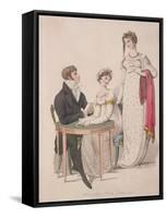 Two Women and a Man Wearing Full Evening Dress, C1810-W Read-Framed Stretched Canvas