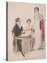 Two Women and a Man Wearing Full Evening Dress, C1810-W Read-Stretched Canvas