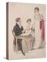 Two Women and a Man Wearing Full Evening Dress, C1810-W Read-Stretched Canvas