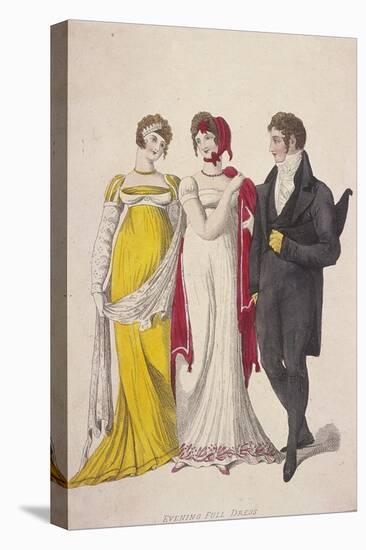 Two Women and a Man Wearing Full Evening Dress, C1810-W Read-Stretched Canvas